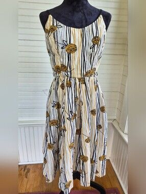 Vintage Lee Wentley 1960s Yellow Rose Print Dress | M/L